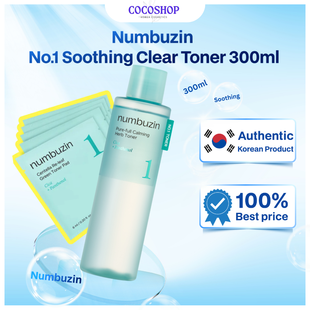 Numbuzin No.1 Soothing Clear Toner 300ml Hydrating Facial Toner สกินแคร์เกาหลี