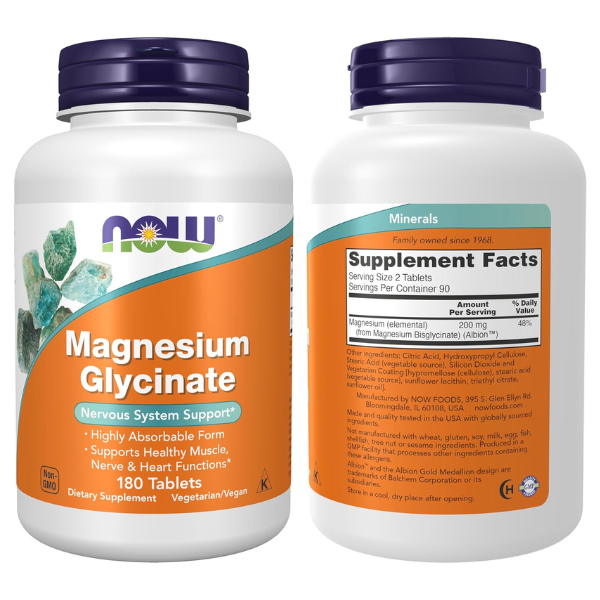 Now Foods Magnesium Glycinate 180 เม็ด