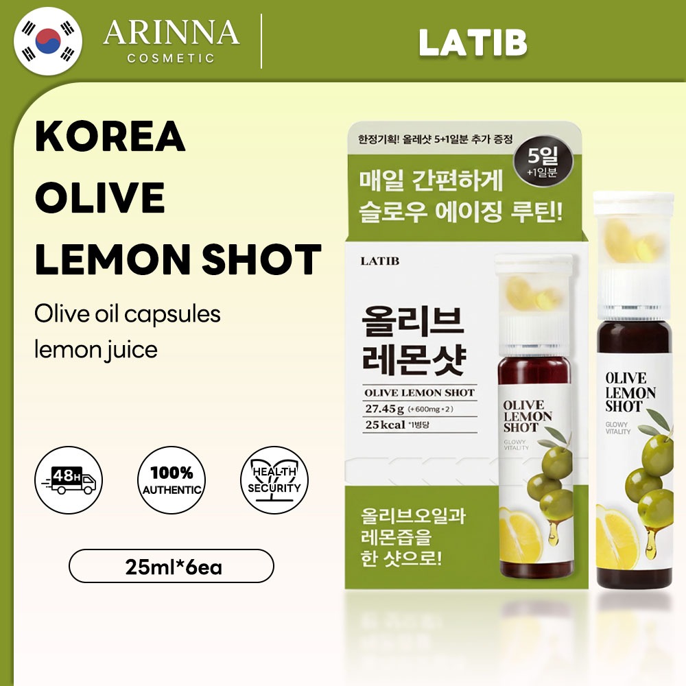 LATIB Olive Lemon Shot 6ea*25ml /6 น้ํามันมะกอกบริสุทธิ์ระดับพรีเมียมเกาหลี + เครื่องดื่มดีท็อกซ์น้ํามะนาว NFC