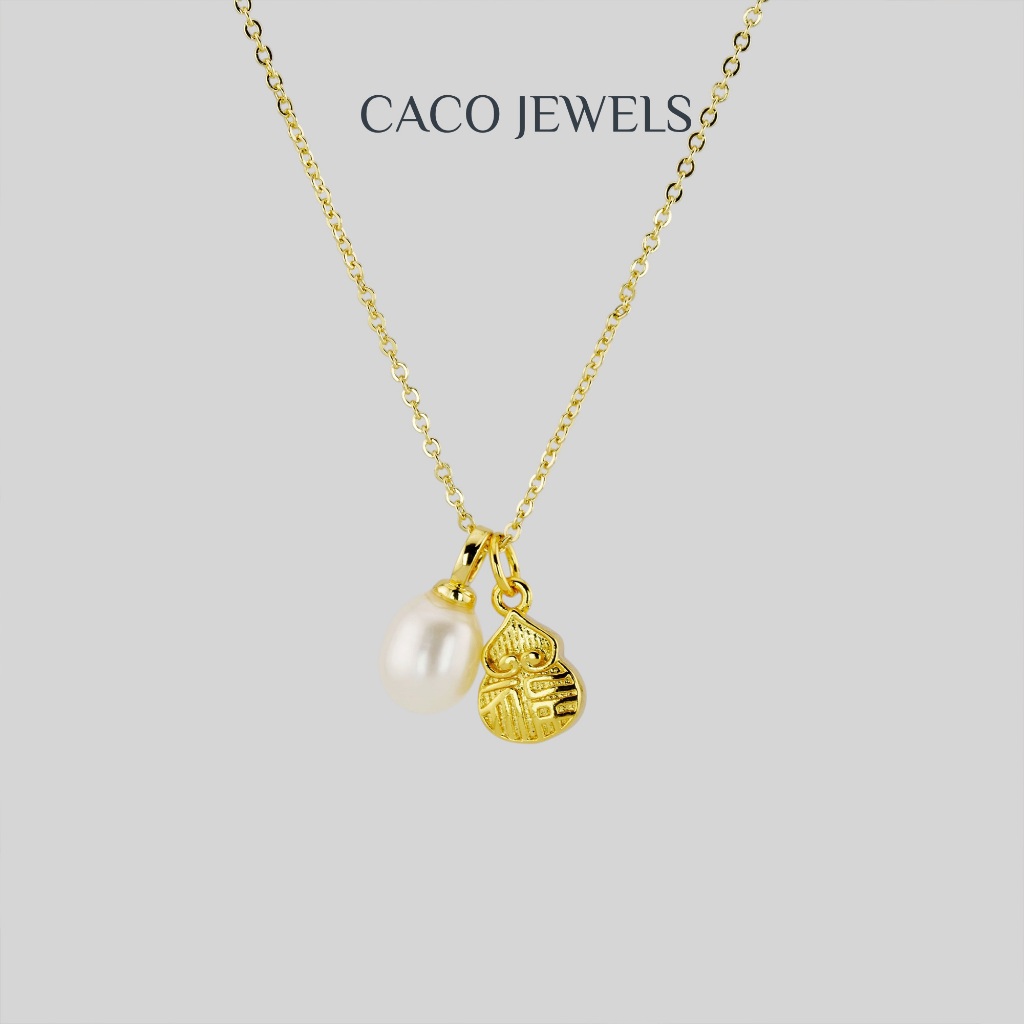 ต่างหูไข่มุกน้ำจืดทรงบาร็อค เคลือบทองคำ 14K รุ่น "Jili" จาก CACO ดีไซน์เงางาม (1 ชิ้น)