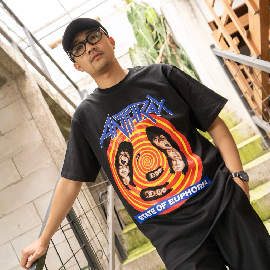 เสื้อยืดวง Anthrax - State of Euphoria Road Tour 88-89 Tshirt สีดํา