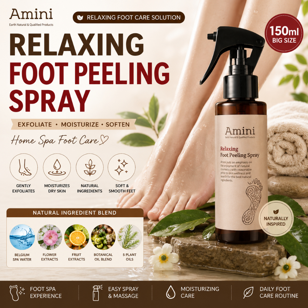 Amini Relaxing Foot Peeling Spray 150ml Moisturizing Heel Care Exfoliating Foot Spa Mist