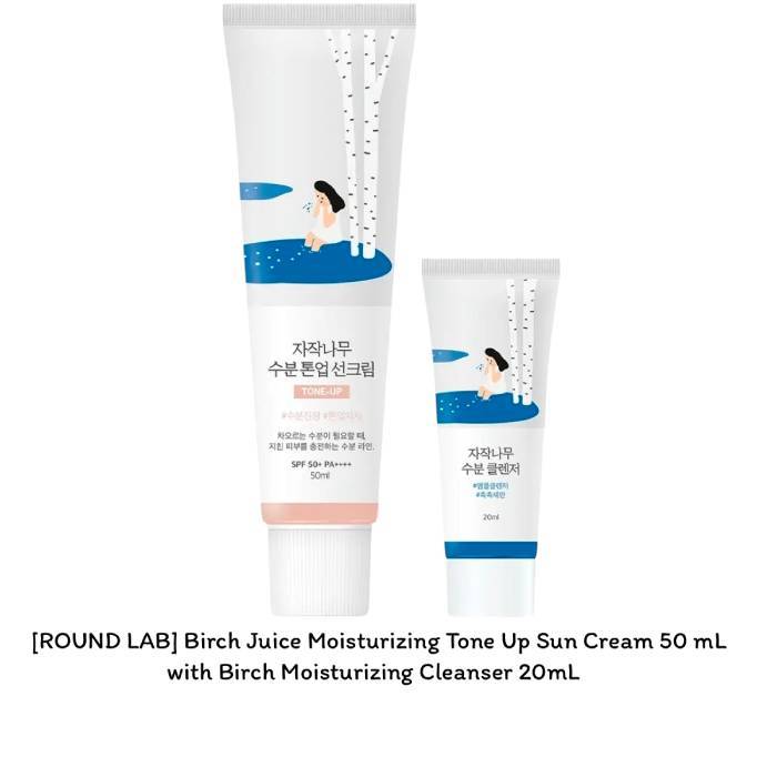 [ROUND LAB] Birch Juice Moisturizing Tone Up Sun Cream 50 mL พร้อม Birch Juice Moisturizing Cleanser