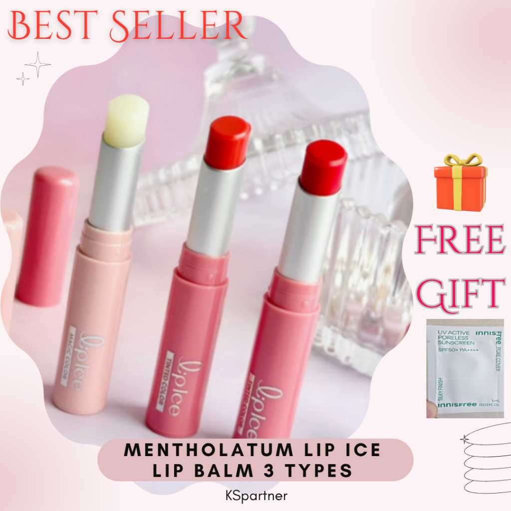 Mentholatum LipIce Color Lip Balm 3 สี / Strawberry, Tinted Color Scarlet