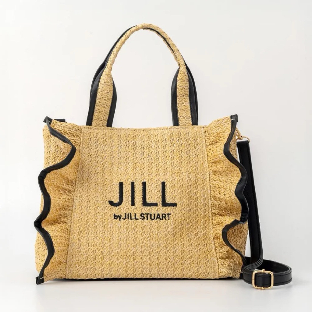 สีน้ําตาลสีดําญี่ปุ่น JILL BY JILL STUART emook นิตยสารหนังเทียมหวายสานกระเป๋าสะพายเล็ก fill Fruiffence tote bag