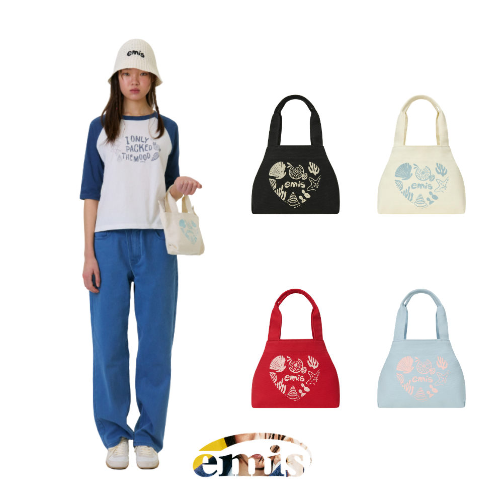 🇰🇷 EMIS EMIS Official ส่งตรงจากเกาหลี Heart Coastal Mini Tote Bag เสื้อยืดแขนสั้น Jisoo BLACKPINK Sa