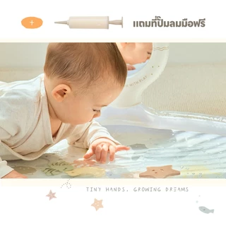[Malang Honey] Malang Honey Tummy Time Water Mat Tactile Play พร้อมกระจกและกระดิ่งสีสําหรับทารก 0-12 ปี 84 ซม.*56 ซม.