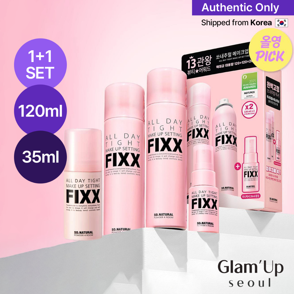 [So Natural] (Event) All Day Tight Make Up Setting Fixx Makeup Fixer 35ml 75ml 100ml 200ml Finishing Spray Olive Young
