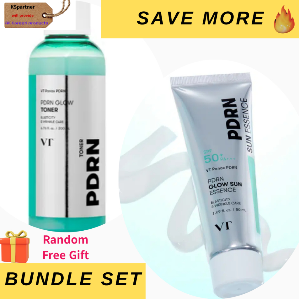 VT PDRN Radiance Toner (200ml) + VT PDRN Glow Sun Essence (50ml) / Glow & UV Protection Set