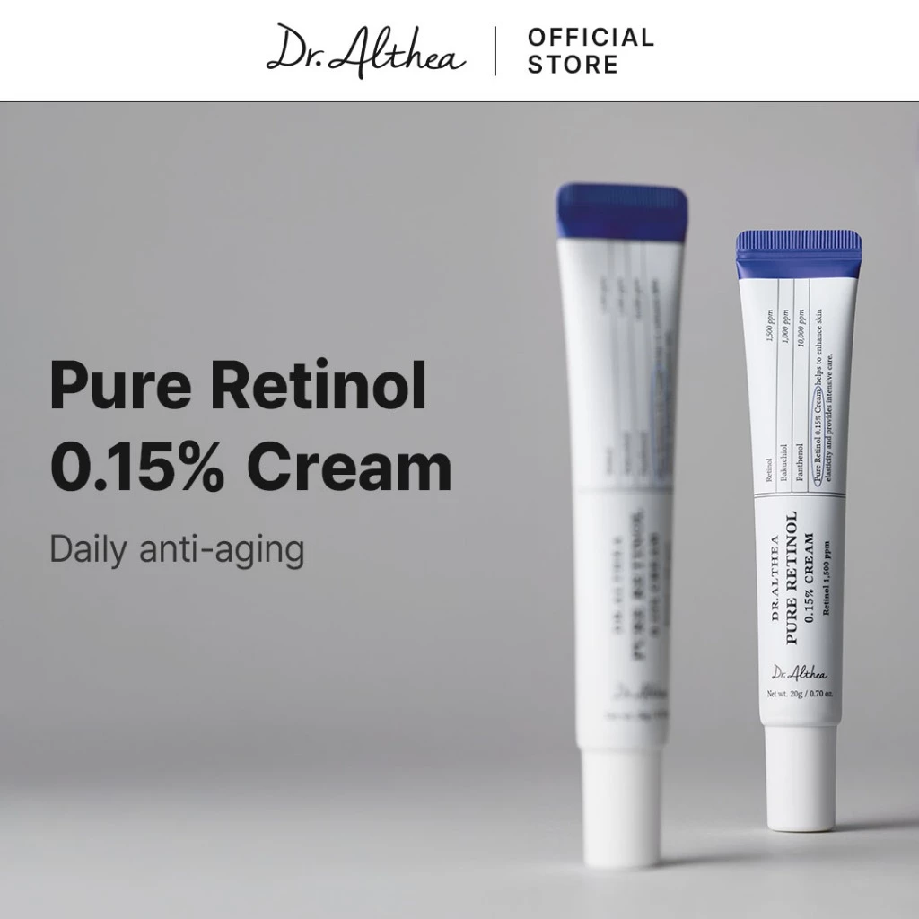 Dr.Althea Pure Retinol 0.15% Cream 20ml | ครีมเรตินอลสำหรับมือใหม่ | ลดเลือนริ้วรอย ผิวเฟิร์ม กระชับ | Retinol & Bakuchiol สำหรับผิวแพ้ง่าย