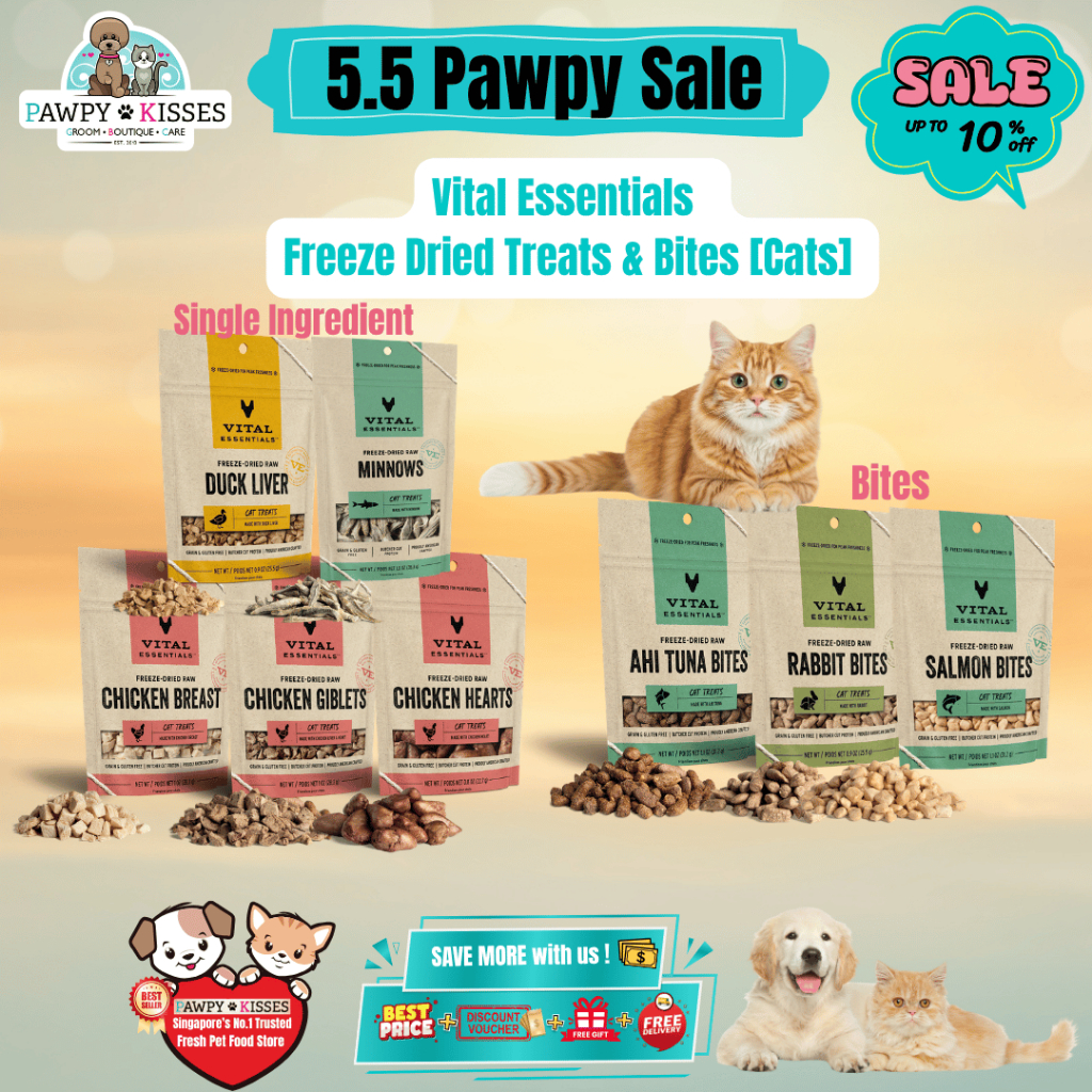 ไวทัล สิ่งจําเป็น® ขนมแมวดิบฟรีซดราย / Freeze Dry Bites I 8 ตัวเลือก I Pawpy Kisses