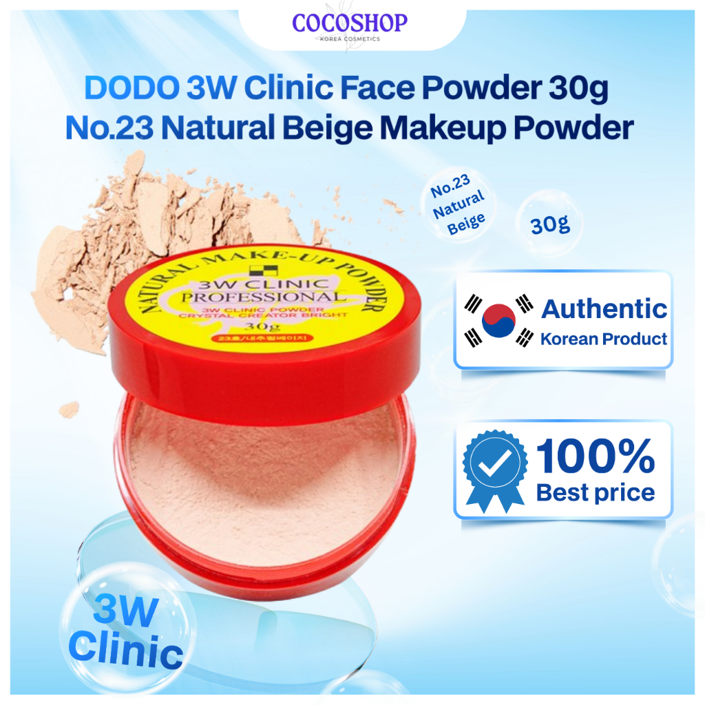 DODO 3W Clinic Face Powder 30g No.23 Natural Beige Makeup Powder เครื่องสําอางเกาหลี