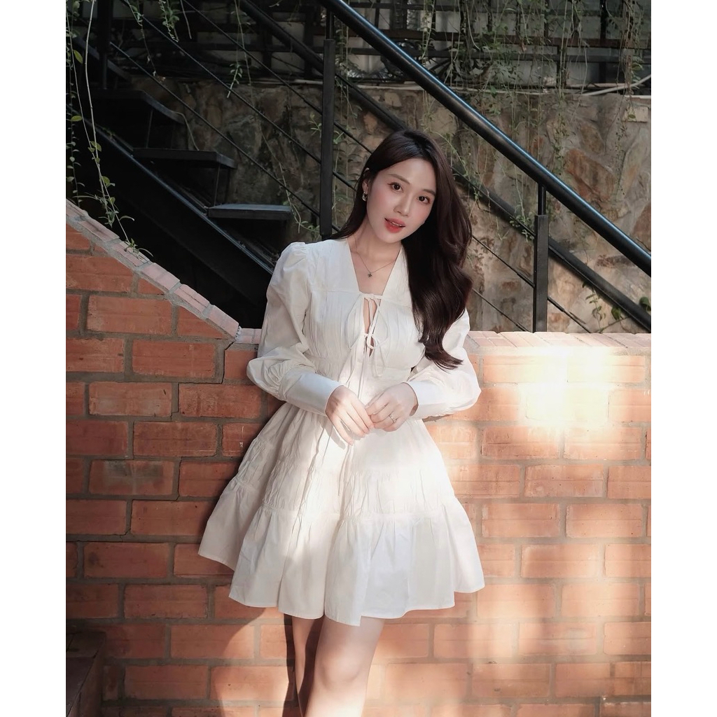 BON DRESS - ชุดผูกเน็คไทแขนยาว - D23