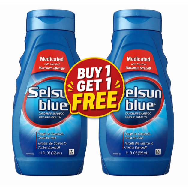 Selsun Blue Medicated Dandruff Shampoo 325ml Selenium Sulfide 1% Anti-Dandruff Scalp Care ซื้อ 1 แถม