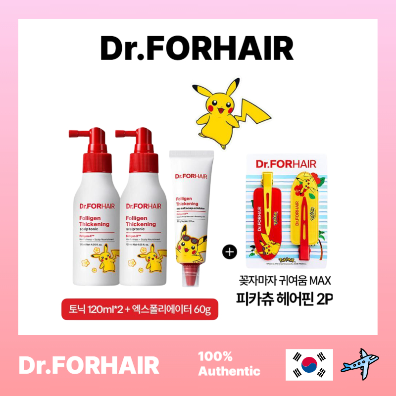 ดร. สําหรับผม Volume Enhancement Scalp Tonic & Hair Loss Tonic 120*2 + Scaler 60g + Pokémon Hairpin