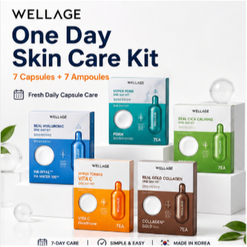 WELLAGE One Day Skin Care Kit 7 Days Capsule Ampoule Set Hyaluronic Cica Collagen Vita C PDRN Made i