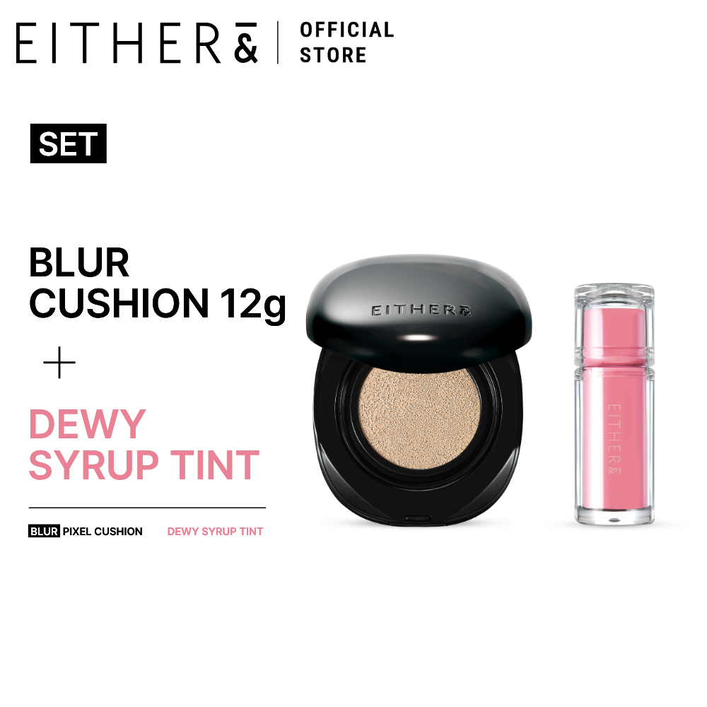EITHER& Blur Pixel Cushion 12g + Dewy Syrup Tint SET
