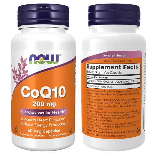 Now Foods CoQ10 แคปซูลผัก 200 มก. แคปซูลผัก 60 แคปซูล