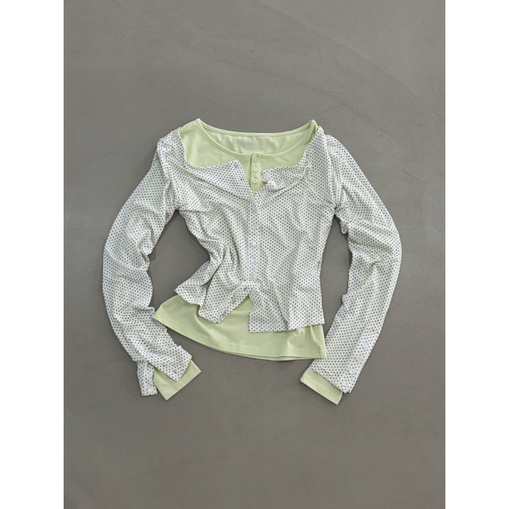 เสื้อคาร์ดิแกน Polkadot Sheer (Tenta, Dumble-washing) 2sizes