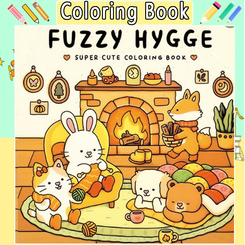 Fuzzy Hygge: สมุดระบายสีน่ารักและสบาย ๆ สําหรับผู้ใหญ่และวัยรุ่นสัตว์น่ารักน่ารักตัวอักษรสําหรับความ