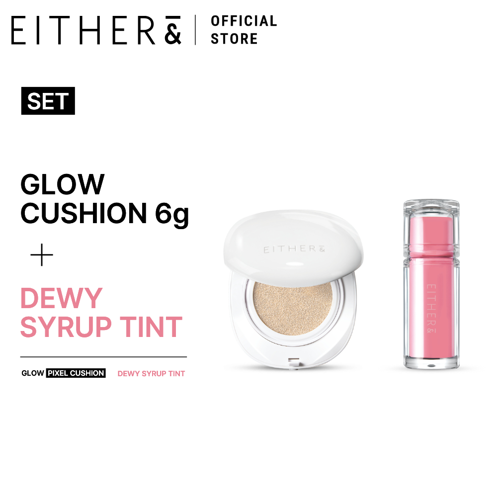 EITHER& Glow Pixel Mini Cushion 6g + Dewy Syrup Tint SET