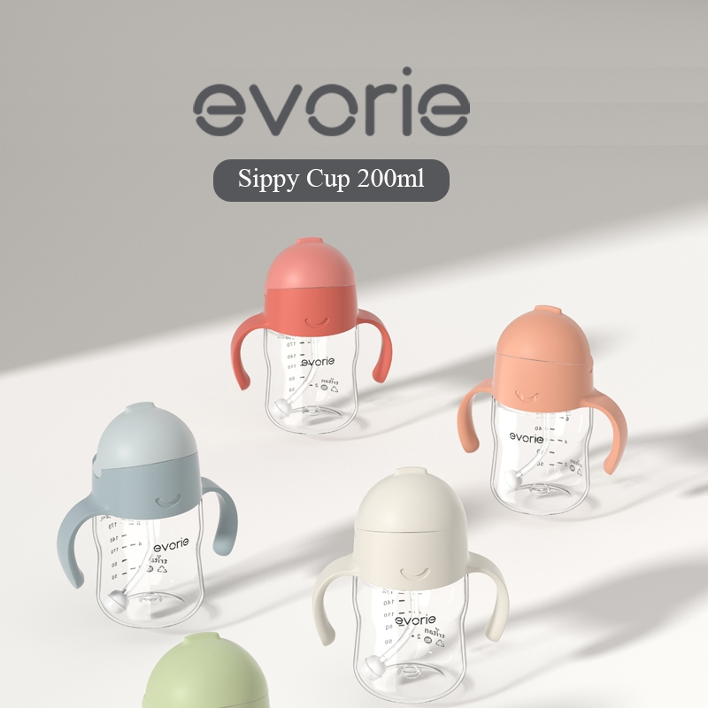 Evorie Tritan 360 ซิลิโคนฟาง Sippy Cup 200mL รางวัล Winning Straw Training ขวดน้ําเด็กวัยหัดเดิน