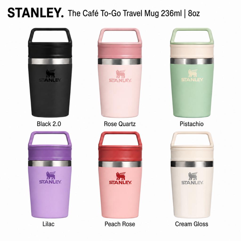 STANLEY CAFE TO-GO TRAVEL MUG 236ML 8OZ แก้วกาแฟสแตนเลสเก็บอุณหภูมิขนาดเล็ก มีหูจับ พกพาสะดวก หลายสี