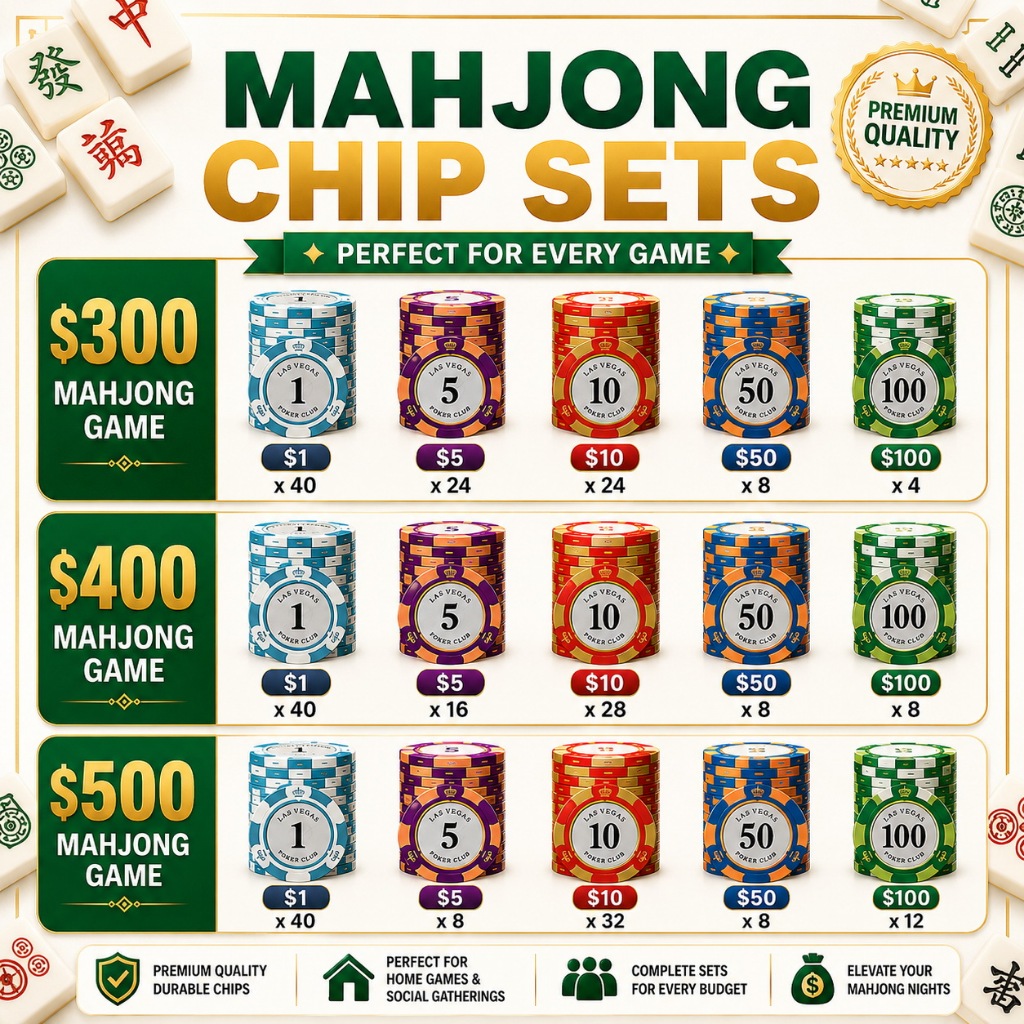 [SG] ชุดไพ่นกกระจอก Poker Premium Chips Las Vegas Casino Mahjong Monte Carlo Texas Hold ชุดem