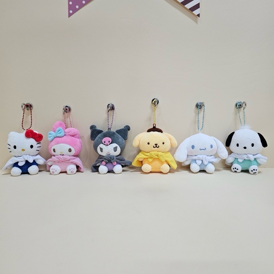SANRIO 🇰🇷 เกาหลีแท้ ซานริโอ ผ้าห่มตุ๊กตาพวงกุญแจพวงกุญแจ 8ซม