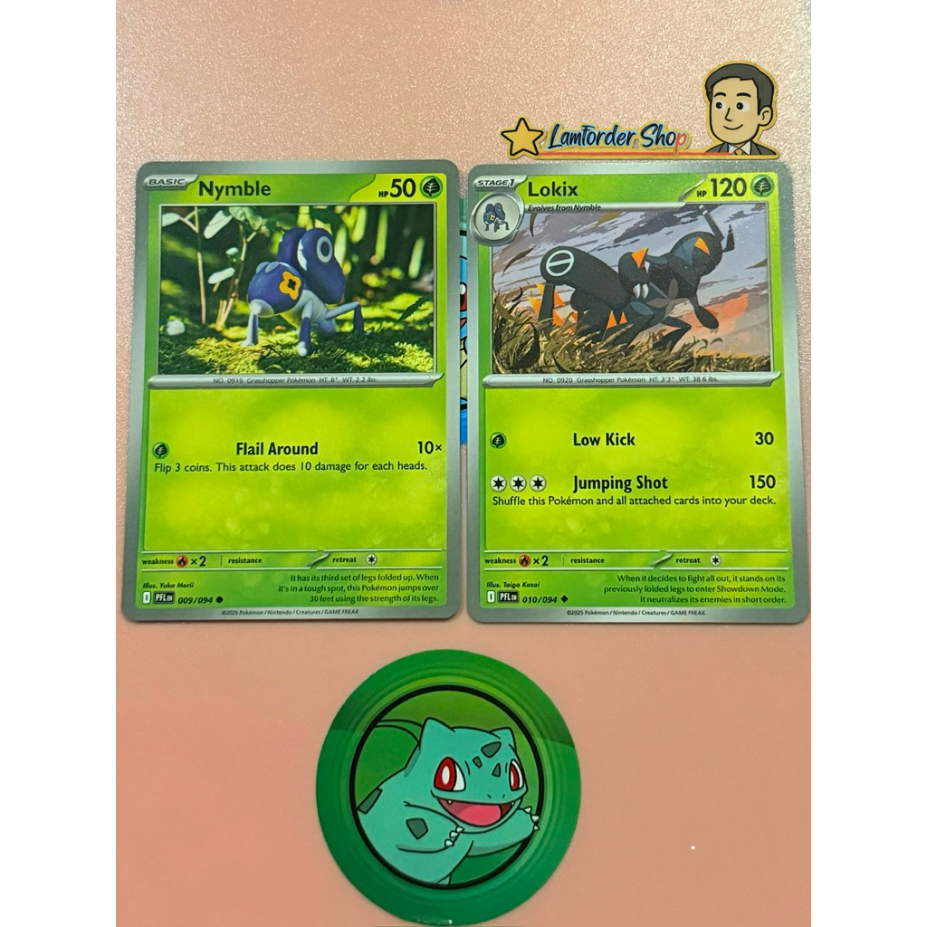 Nymble 009/094 & Lokix 010/094 (English Pokemon Card)
