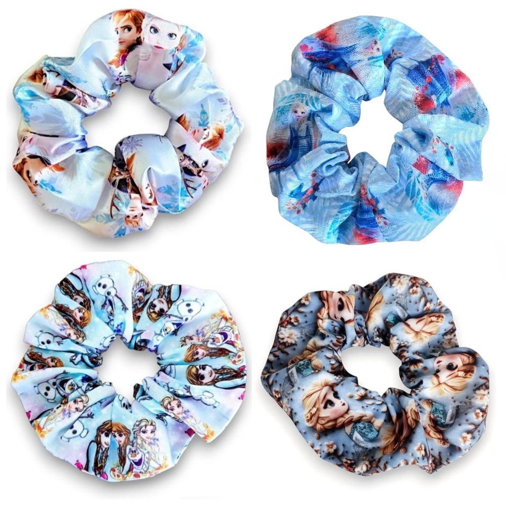 [SG Handmade] 7 Designs Frozen Elsa Scrunchie, Princess Hair Ties, Elsa Hair Acessies, Girl Hair