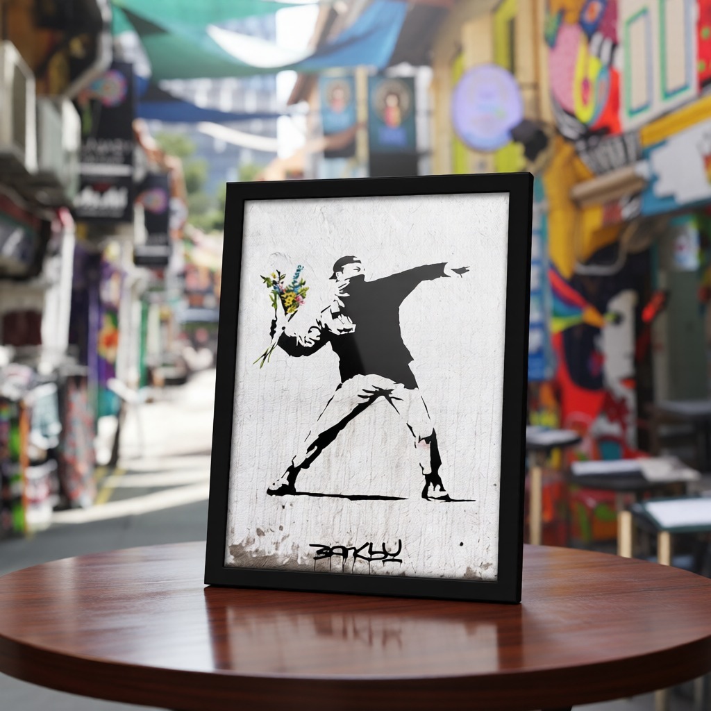 Banksy (ผู้โยนดอกไม้ - Jerulesalem) Artprint Mini Poster Wall Decorative