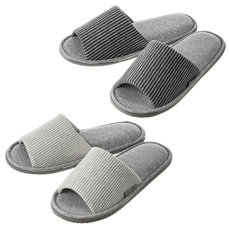 Base Alpha Essential Soft Cushion Indoor Slipper 2P Set - สีเทาและถ่านลดเสียงรบกวน Comfy Room Shoes
