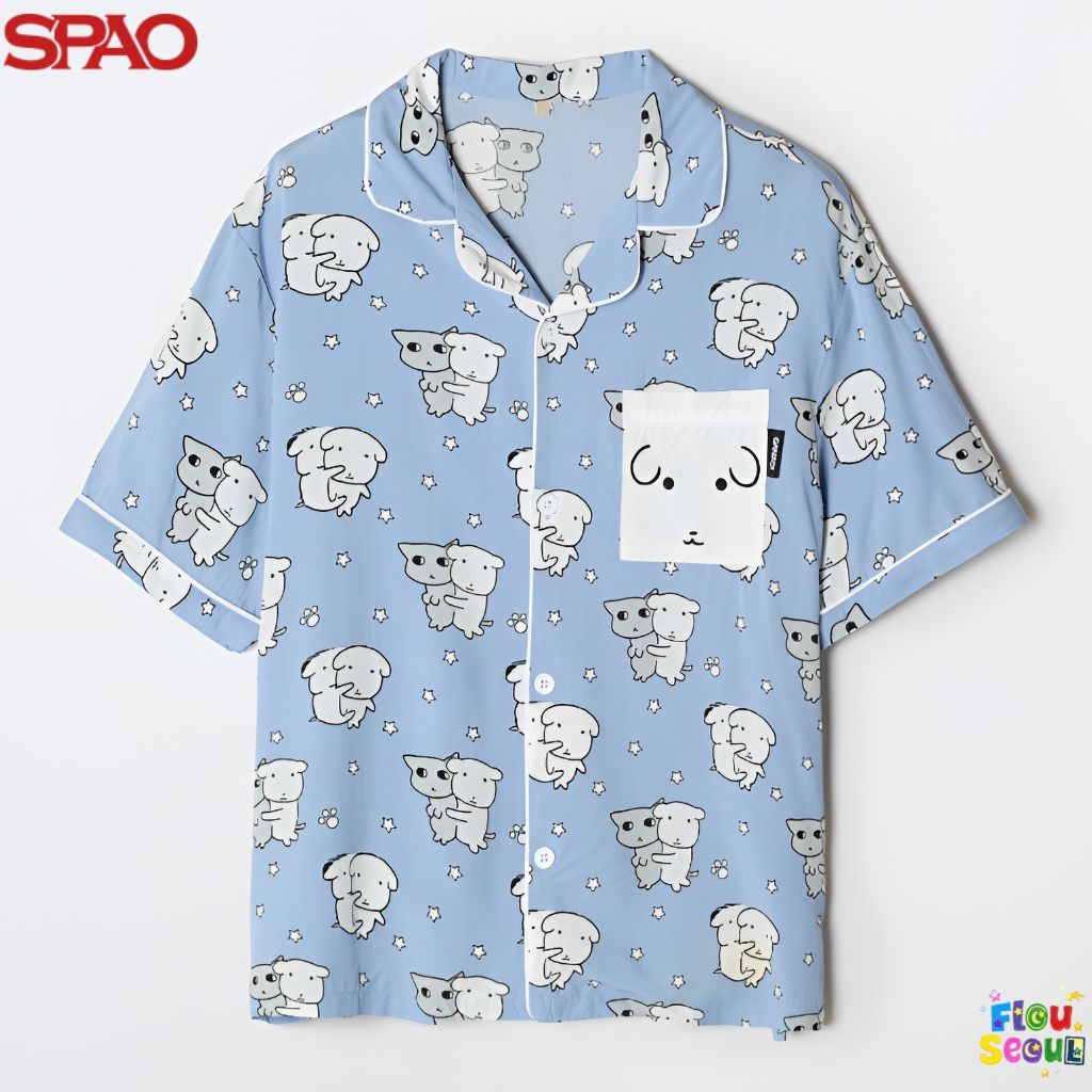 [GANADI x SPAO] ชุดนอนฤดูร้อน แขนสั้นพิมพ์ลาย สำหรับชุดบ้าน