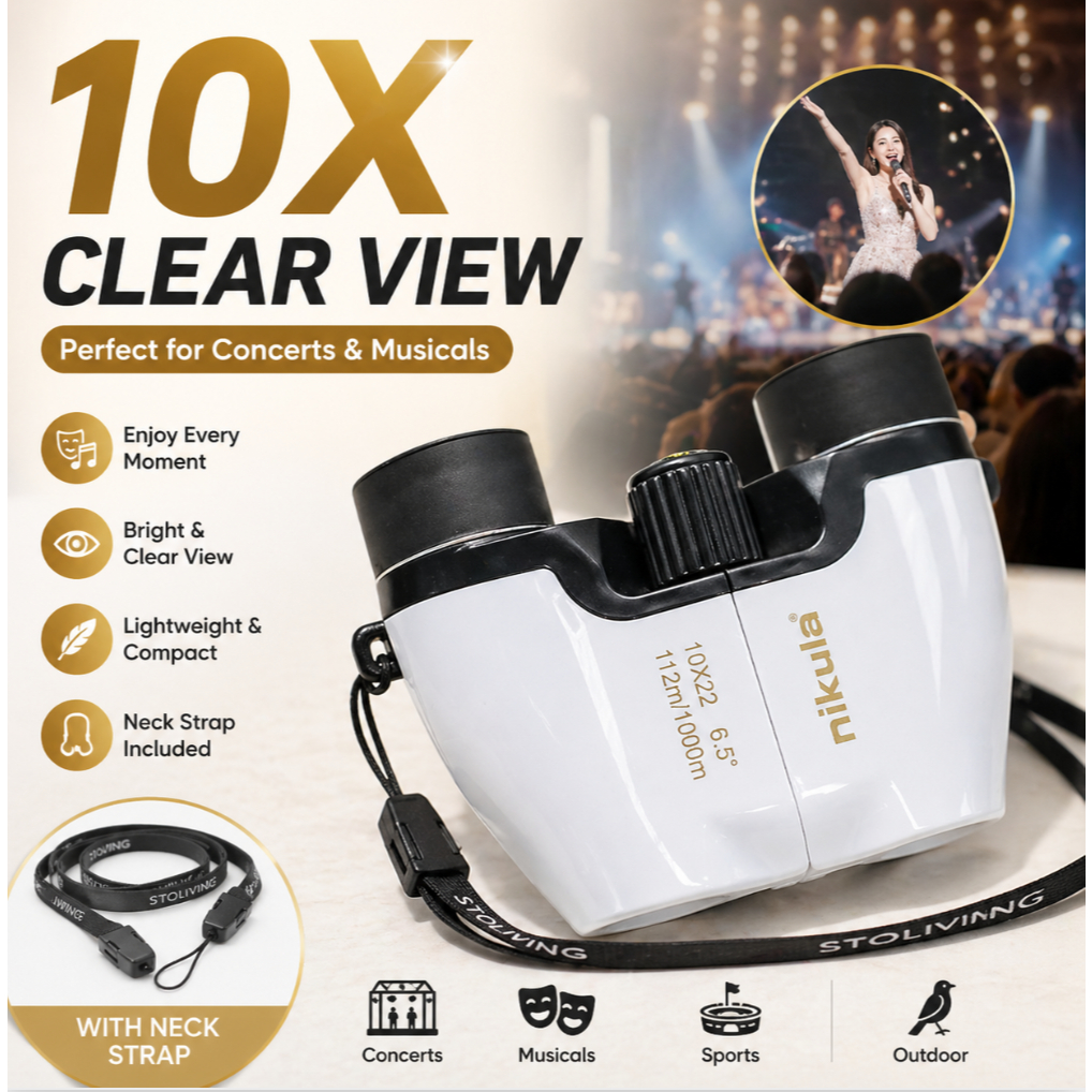 แว่นขยาย Nikura Opera Glasses 10X พกพาสะดวกและกะทัดรัด พร้อมสายคล้องคอ เหมาะสำหรับการชมคอนเสิร์ตหรือ