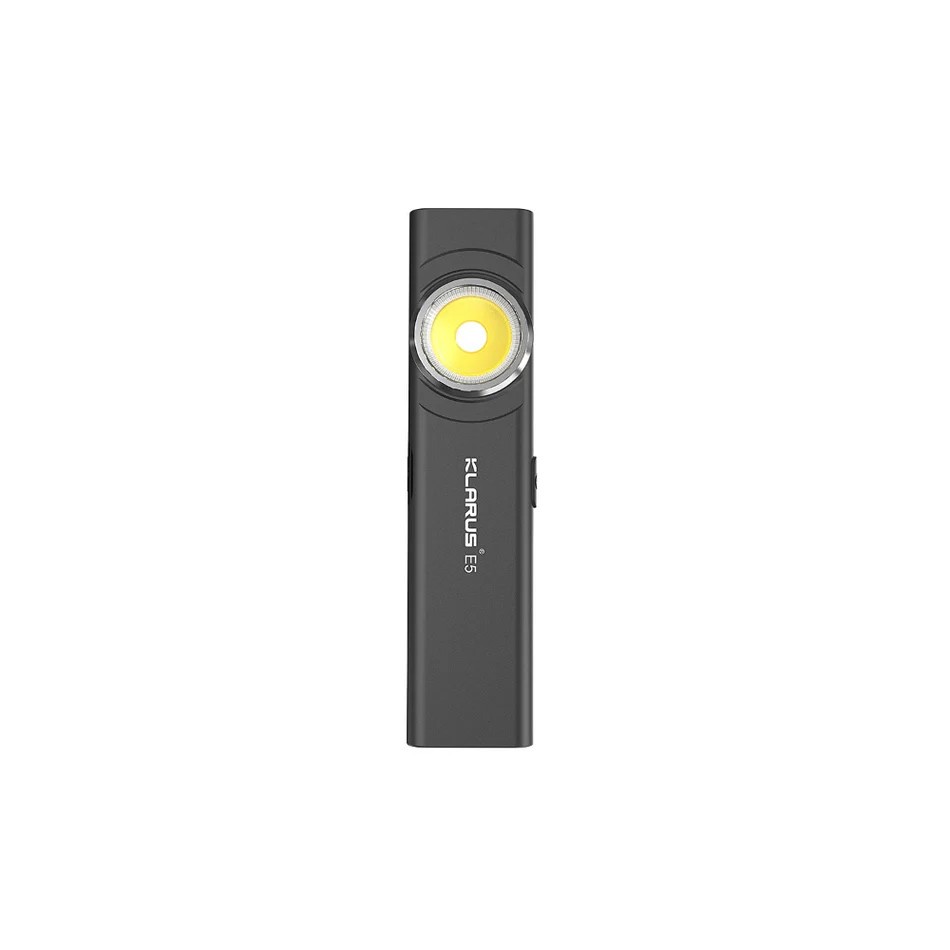 Klarus E5 600LM Gunmetal สีเทาขนาดกะทัดรัดแม่เหล็ก USB-C ชาร์จเร็ว Dual COB ไฟฉาย LED