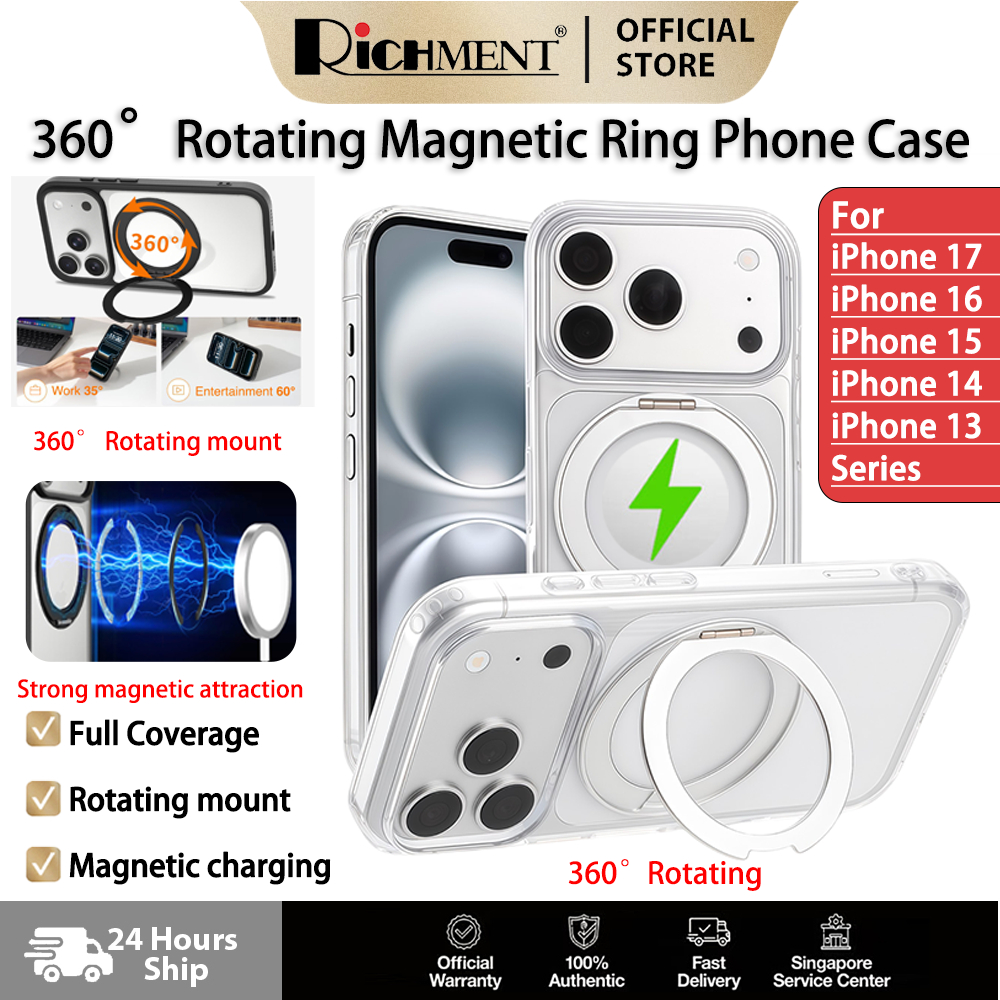 SG ยี่ห้อ RICHMENT 360 Rotation Megnetic แหวนเคสสําหรับ iPhone 17 /16/15/14/13 เคส iPhone 16/เคส iPh