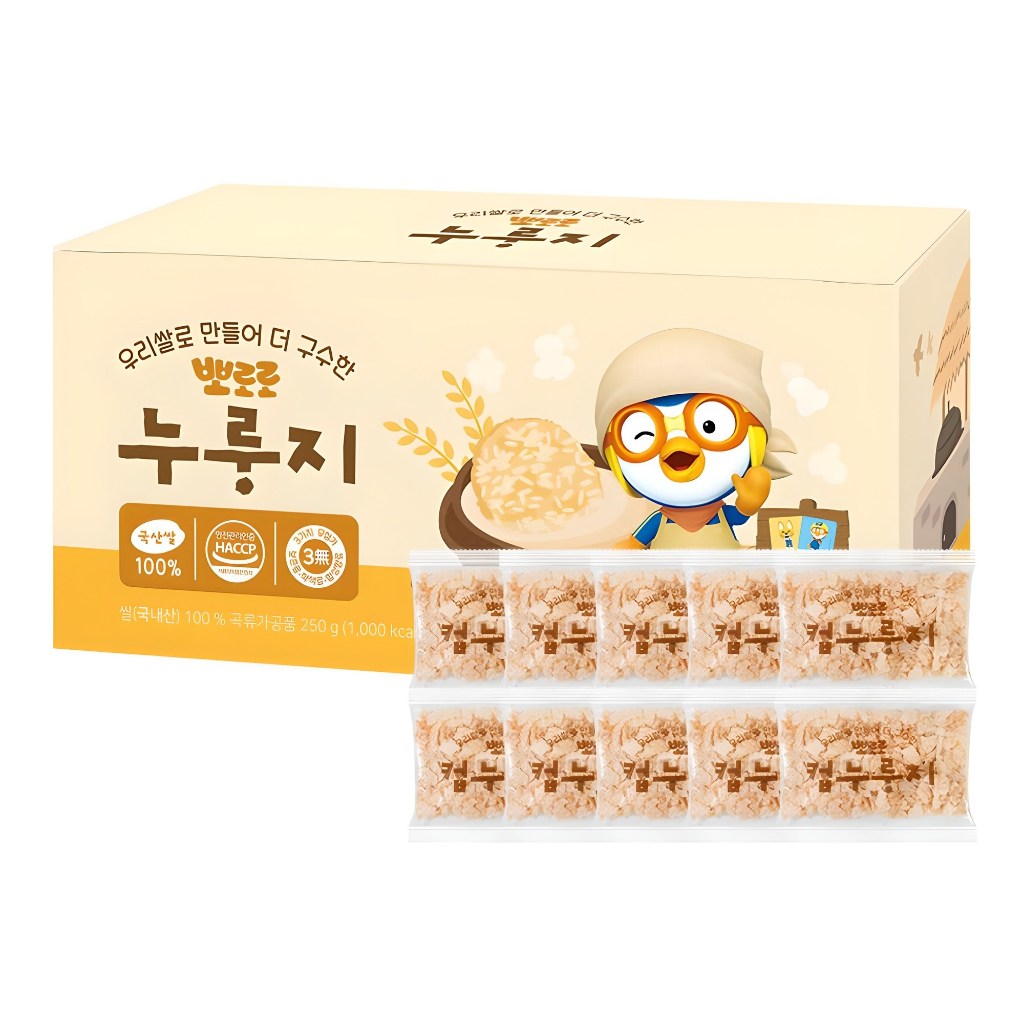 Honest F&B Pororo Nurungji Rice Snack 25g x 10 Korean Crispy Rice Snack Kids Healthy Snack อาหารเกาห