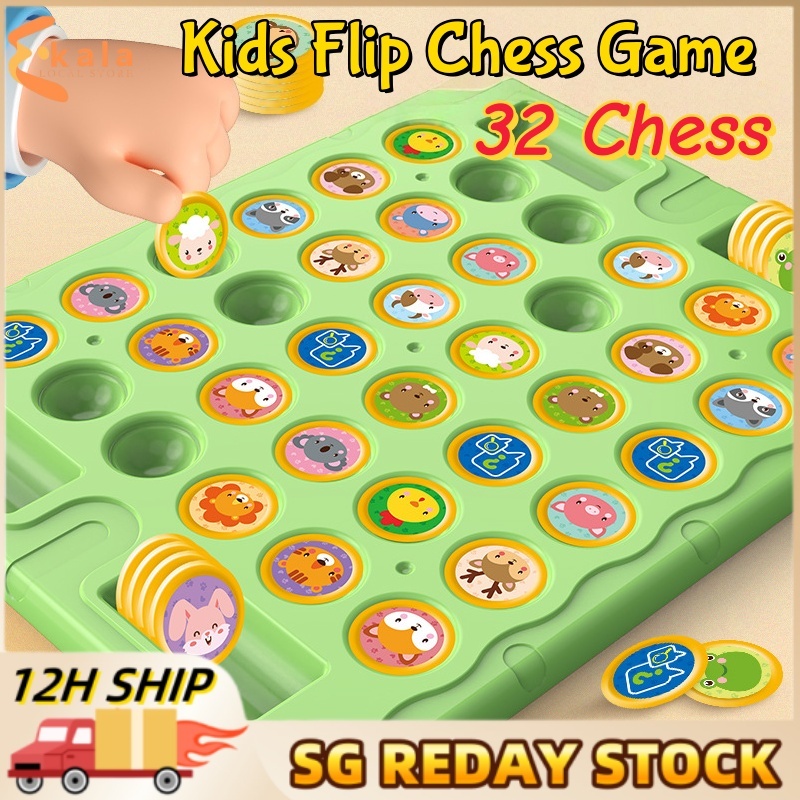 SGKids Flip Chess Game Parent Child Interactive Board Game Memory Chess Game สําหรับโรงเรียนอนุบาล