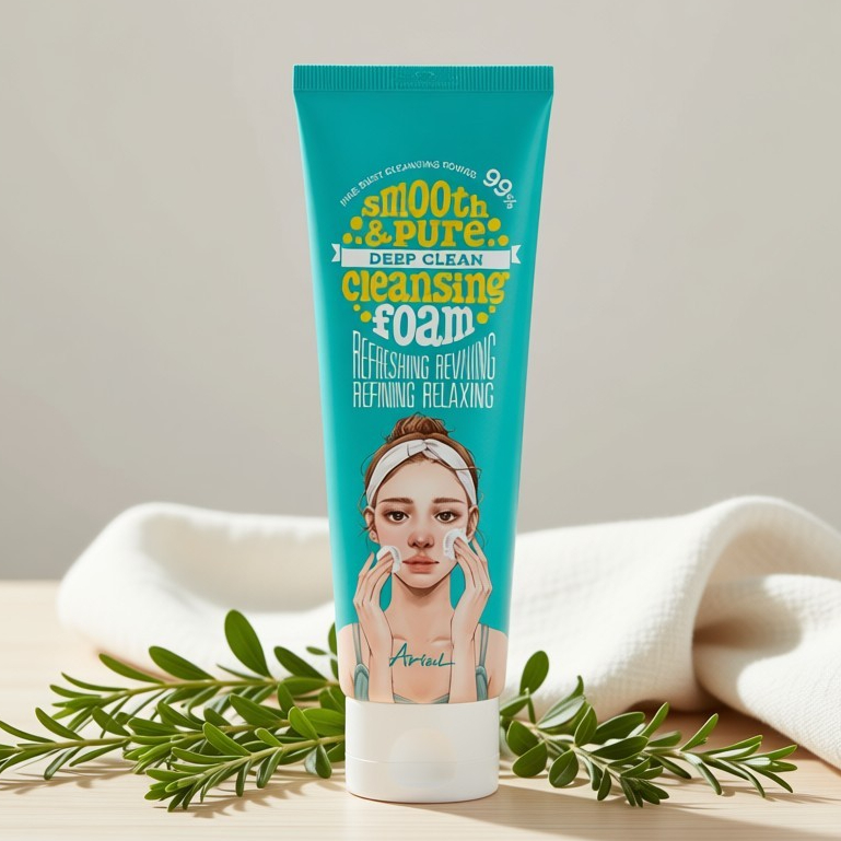 [ariel] โฟมล้างหน้า Smooth & Pure Deep Clean 120ml 1 ชิ้น / โฟมล้างหน้าเกาหลี / สูตร Deep Clean โดย 
