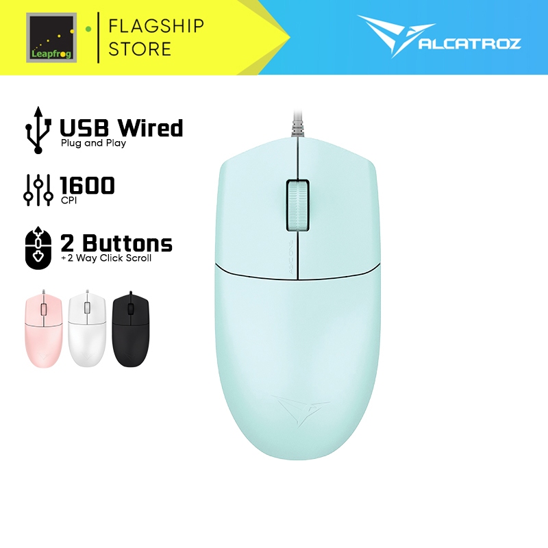Alcatroz Asic One 1600 CPI เมาส์ USB แบบมีสาย | การออกแบบตามหลักสรีรศาสตร์พร้อมเมาส์ออปติคอลความละเอ