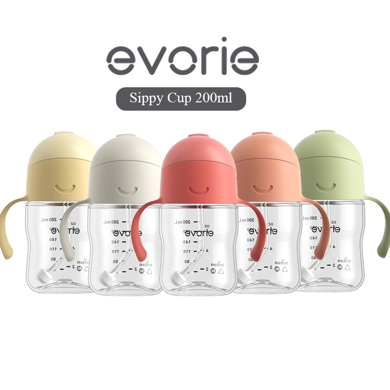 Evorie Tritan Sippy Cup ขวดเด็กวัยหัดเดิน 6 เดือน+, 200 มล. ถ้วยขนมสําหรับเด็กสําหรับ munchkin ตัวน้