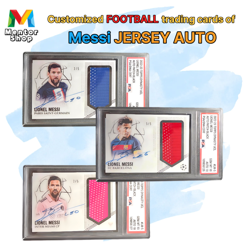 [ร้านเมนเตอร์] Messi Jersey Auto Custom Trading Card – Grading & Toploader Premium Collectible Set