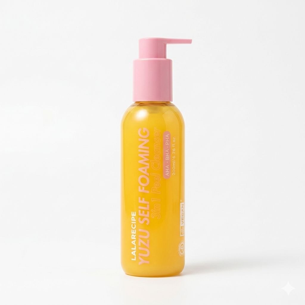 LALARECIPE Yuzu Self Foaming Cleanser 200ml 3 in 1 Deep Cleanser Foam Daily Facial Cleanser Bright Skin Care