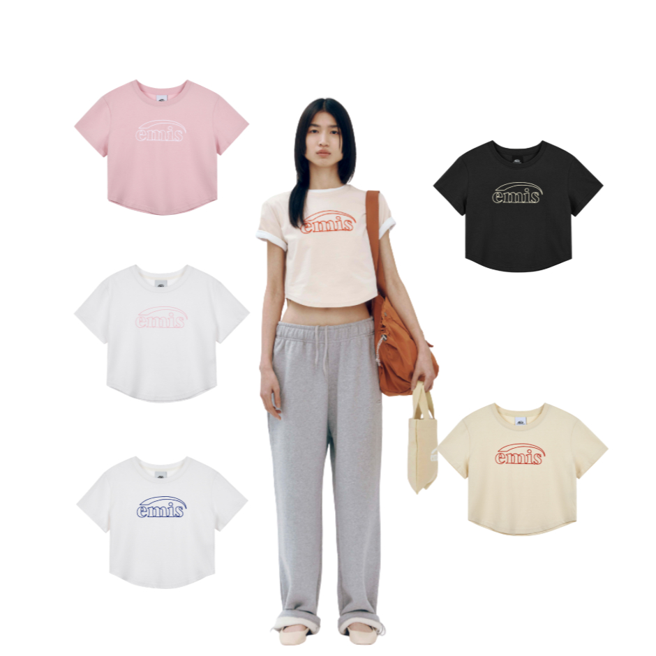 🇰🇷 EMIS EMIS Korea Brand ส่งตรงจากเกาหลี เสื้อยืดแขนสั้น Karina aespa Same Style Han So-hee Same Sty