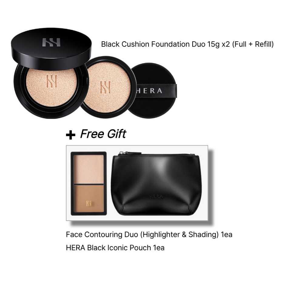 [HERA] Black Cushion Foundation Duo SPF34/PA++ 15g x2 (Full + Refill) / โปรโมชั่นของแถม