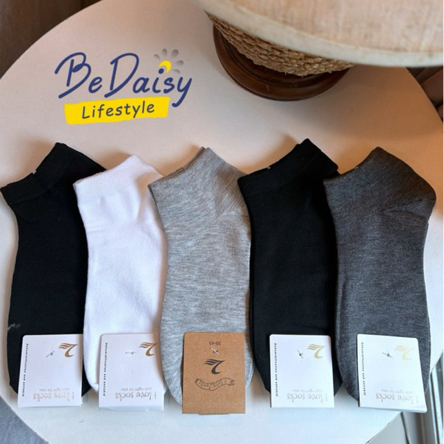 พร้อมส่ง 🔥ถุงเท้าสีพื้น ข้อสั้นคลาสสิค (ชาย-หญิง)