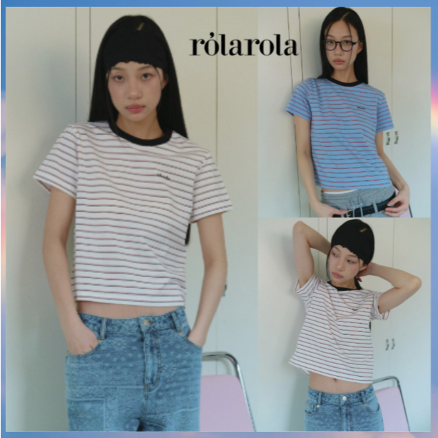 [ ROLAROLA ] MULTI STRIPE T-SHIRT 2color korea แท้ 100%