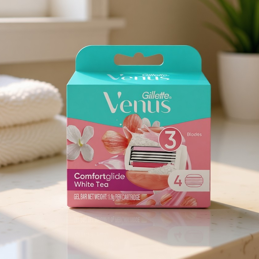 [venus] Gillette Venus ComfortGlide White Tea Replacement Cartridge (3 ใบมีด) 4 ตลับ