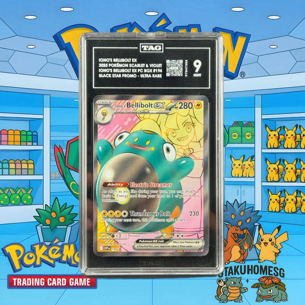 2025 Pokémon Ionos Bellibolt ex 194 Black Star - Ultra English TAG 9 ไม่ใช่ PSA